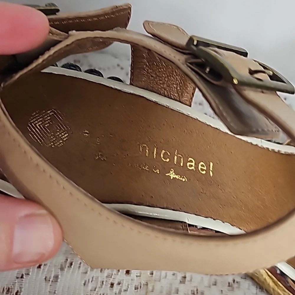 Eric Michael handmade in Spain leather ankle strap espadrille wedges sz 8 - Picture 3 of 10
